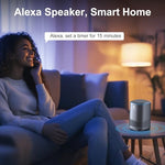 OMMC CMB-101 speaker lifestyle setup on a living room tabletop demonstrating smart home control