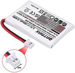 Two pack of lithium polymer wireless headset batteries side by side illustrating compact dimensions.