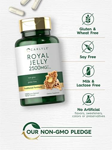 Quick release capsules of Carlyle Royal Jelly displayed next to the supplement packaging