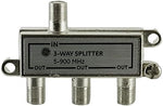 Close up view of the GE 35048 video signal splitter showing the input connection port and mounting tabs.