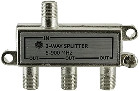 Close up view of the GE 35048 video signal splitter showing the input connection port and mounting tabs.