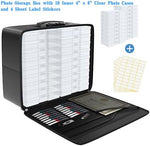 Interior view showing 18 clear photo cases inside Tamfile box