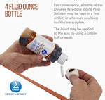 Dynarex Povidone Iodine bottle next to a sterile medical gauze
