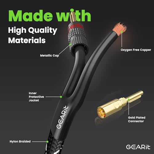 Close up of GearIT speaker cable gold-plated banana plug connector