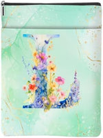Aesthetic Flower Initial L Monogrammed Personalized Gifts for Women Bookish Gifts Book Sleeve Book Pouch Protector Cover for Paperbacks Reading Accessories for Reader Appreciation Birthday, Green - Image 3