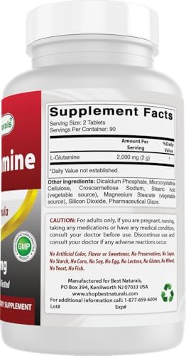 Authentic Best Naturals USA imported L-Glutamine bottle