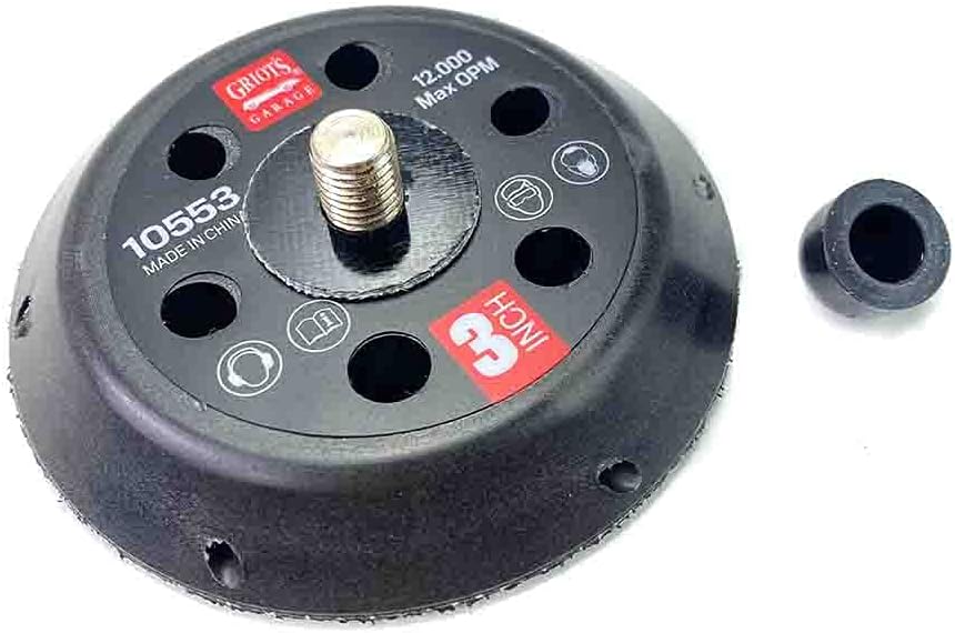 Deltakits Griots Replacement Backing Plate three inch front view showing the sturdy hook and loop face for secure attachment.