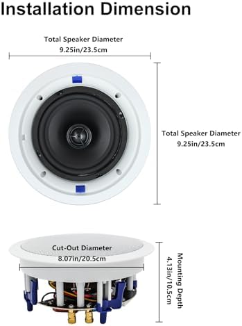 Herdio 6.5'' 640Watts 2-Way Bluetooth Ceiling Speakers Package Great for Home Theater System, Living Room,Office,Flush Mount Wired(4 Speakers) - Image 4