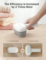 Electric sweater shaver with six leaf blades for removing pilling.