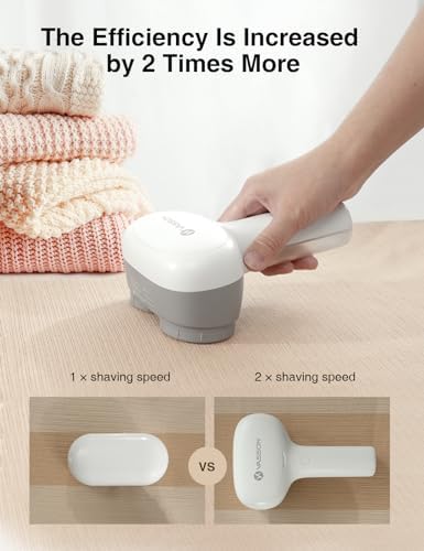 Electric sweater shaver with six leaf blades for removing pilling.