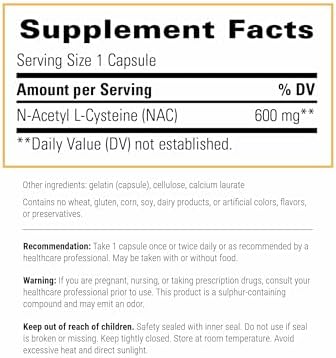 Integrative Therapeutics NAC respiratory health supplement bottle side view