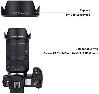 Side profile view of JJC lens hood showing petal shape design