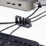 Complete StarTech peripheral cable organizer lock package including adhesive tape and modular metal trap.