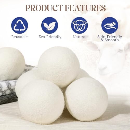 Eco friendly New Zealand wool dryer balls separating clothes inside machine drum