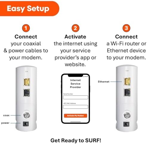 Close up of Arris branding on S34 modem