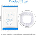 Zeckzoin portable waterproof toilet liner unfolded over a public restroom seat showing full coverage.