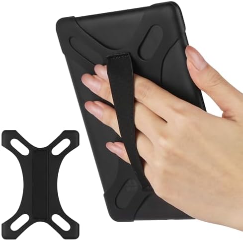 Slim profile view of e-reader with HoYiXi black hand strap