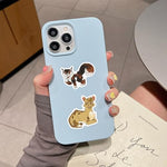 Close up view of durable PVC cat decals for laptop decor
