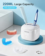 Tenker white ultrasonic dental machine compact design displayed elegantly on a modern bathroom counter.