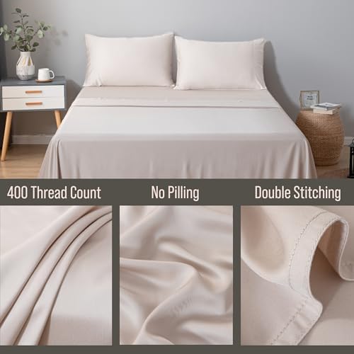 Bella coterie organic bamboo queen size bedding flat sheet folded neatly showing the rich dune color