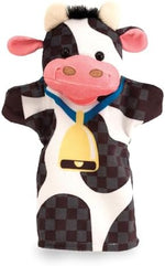 Individual view of the cow and horse farm animal puppets.