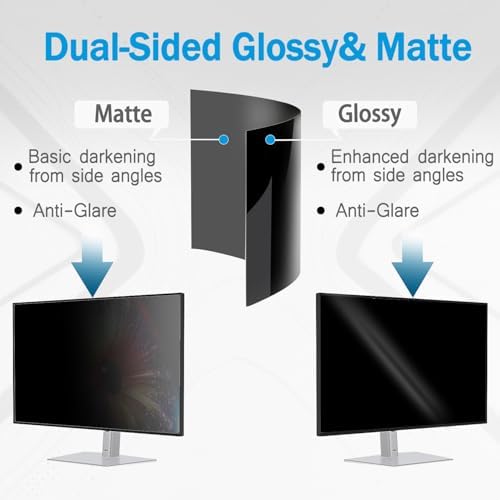 DEJIMAX anti glare computer protector reducing light reflections in an office environment