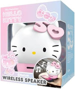 Hello Kitty collectible Bluetooth 5.2 speaker displaying official anniversary packaging details.