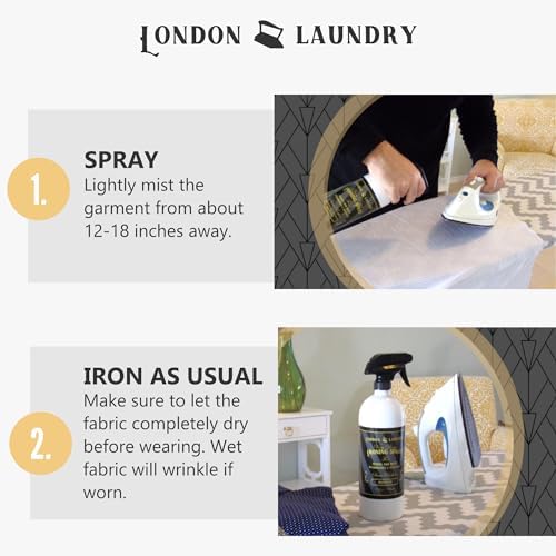 London Laundry non-aerosol fabric sizing spray for quilting and garment care.