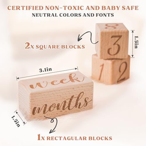 Wooden age cubes for baby monthly milestone photos