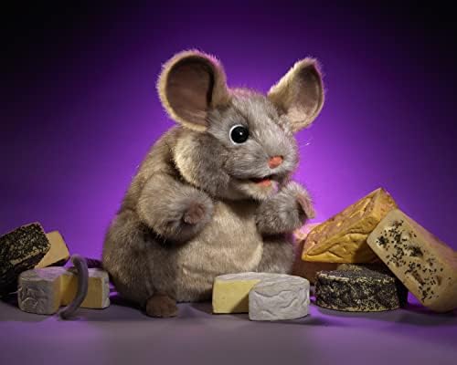 Detailed view of the soft fur and whiskers of the Folkmanis mouse