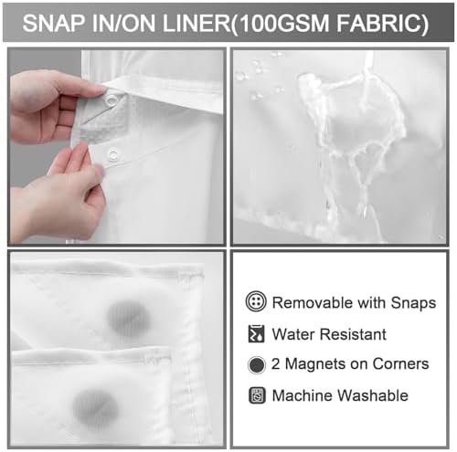 YellyHommy bathroom curtain built in grommet rings for easy installation