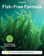 OmegaVia Vegan Omega 3 bottle packaging highlighting plant based benefits