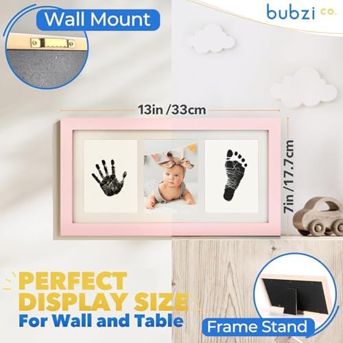 Bubzi Co ballet pink wooden frame displayed on a modern nursery room wall.