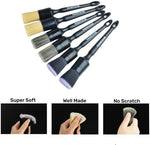 Two ultra soft black synthetic detail brushes designed for scratch free dashboard and leather seat cleaning