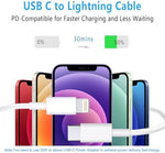 RCTech iPhone fast charger cable three pack neatly coiled on white background.