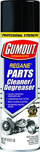 Gumout 540001 automotive degreaser spray nozzle detail highlighting the powerful jet spray mechanism for cleaning engines.