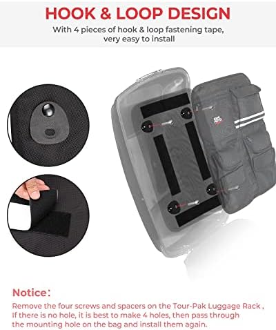 Rigid structural backing plate demonstration of the KEMIMOTO motorcycle storage accessory