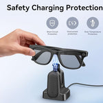 Close up of charging pins on Sdfghj Meta glasses stand