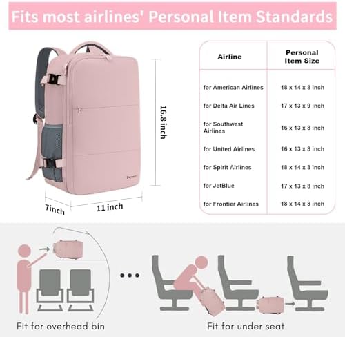 Pink Taygeer travel daypack side view highlighting external USB charging port function