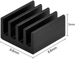 Close up view of the pre applied 3M 8810 thermal conductive adhesive tape backing on mini cooler heat sink.