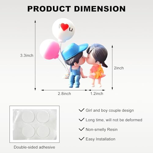 Close up of kissing boy and girl resin car ornament