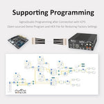 Internal look at the printed circuit board detailing the Analog Devices ADAU1701 integrated circuit engine.