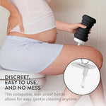 Cynpel black collapsible bidet bottle shown in compact travel mode