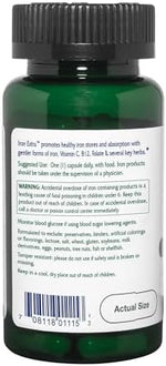 Vitanica Iron Extra vegan capsules displayed next to the bottle highlighting clean formulation