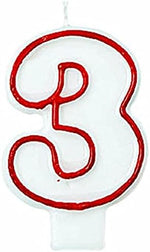 Red/White Number 3 Candle - Image 2