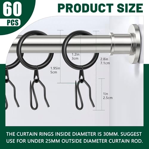 Close up view of the thirty millimeter internal diameter solid metal shower curtain ring demonstrating thickness.