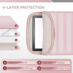Side profile of puffy Kindle sleeve with zipper closure