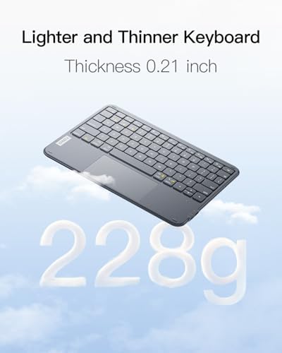 Inateck KB01105 keyboard touchpad close up displaying multi touch navigation trackpad