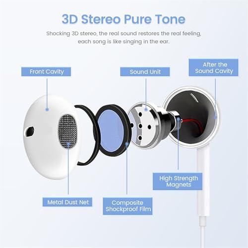 Nvnceiw in-ear headphones showing remote control and microphone