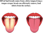 Dual sided silicone tongue cleaner showing soft bristles and scraper edge